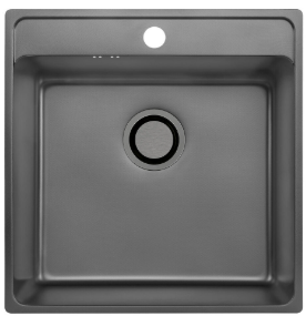 LAVEO nerūsējošā tērauda virtuves izlietne BESOS 490x480x210mm ar sifonu, Grafīts